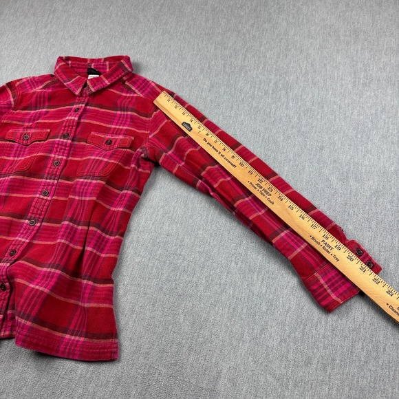 Patagonia Shirt Womens 6 Red Plaid Long Sleeve Fjord Flannel Organic Cotton - Picture 8 of 11